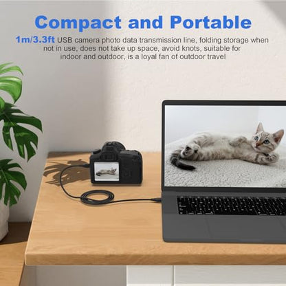USB C 3.0 Cable Photo Transfer Cable Compatible with Canon EOS RP, EOS R, R5, R6, EOS R8, R50,R100 Camera for Nikon ZFC Z6 Z7 D6 D780, Compatible with Olympus E-M1 Mark III Mark Ⅱ Camera(3.3FT, Black)