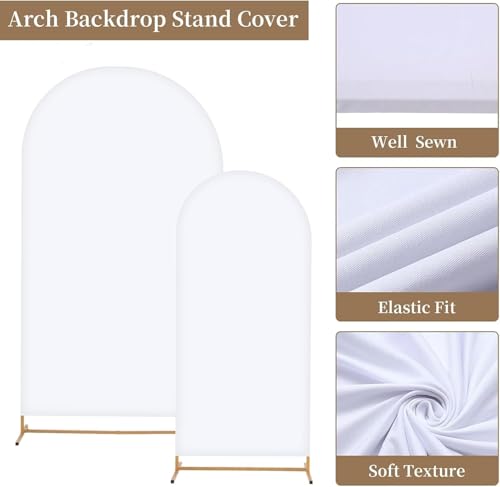 Toolterritary Metal Arch Backdrop Stand and Cover Set, 8FT, 7.2FT Party Backdrop, Easy to Assemble, Backdrop Stand for Parties, Birthday, Baby Shower - color: White, size: 8ft,7.2ft