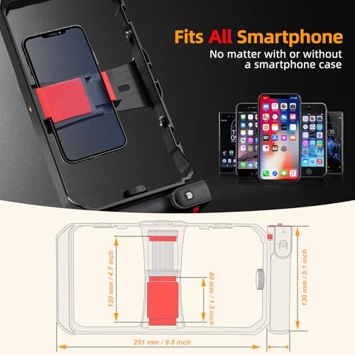 Zeadio All-in-One Smartphone Video Rig Kit, Variable Phone Cage Rig with RGB Video Light, Shotgun Microphone, Universal Video Stabilizer for iPhone/Android Filmmaking Vlogging YouTube TikTok etc - style: Pro Kit