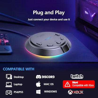 LIANGSTAR Gaming USB Microphone with 5 Voice Changes, Mute Button, Desktop Podcast Mic, Volume Control, RGB Condenser Computer Microphone for PC Gamer, YouTube, Streaming, Conference, Class - style: Dark Gray
