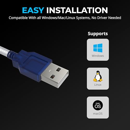 SABRENT USB 2.0 to Serial (DB9 RS232) Adapter Cable, Prolific Chipset, Driver Support Required for Some Systems, Windows 11/10/8/7, macOS, Linux (CB-DB9P) - size: USB-A 2.5FT – RS-232