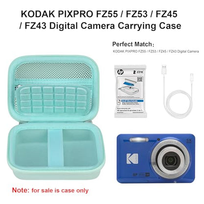 Elonbo Camera Carrying Case for KODAK PIXPRO FZ55 / FZ53 / FZ45 / FZ43 16MP Digital Camera, Vlogging Camera Storage Holder Travel Bag, Mesh Bag Fits Batteries, Cable, Memory Card, Green - color: Green