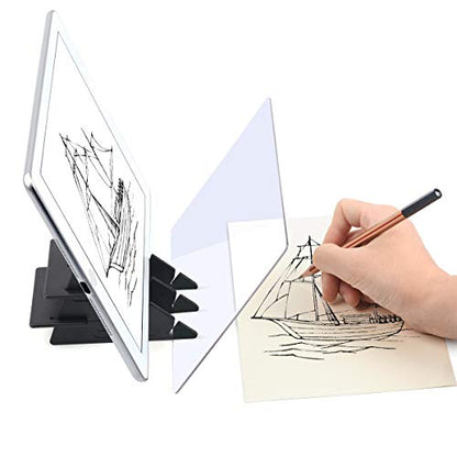 Optical Drawing Board Portable Image Drawing Board Tracing Drawing Projector Painting Board Sketching Tool with PMMA Lens for Beginners, Artists (7.9” x 5.3”) - Small