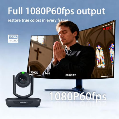 AI Auto Tracking NDI HX3 PTZ Camera, 30X Zoom Live Streaming HDMI SDI PTZ for Church Worship and Live Event, LV30N - color: Classic Black