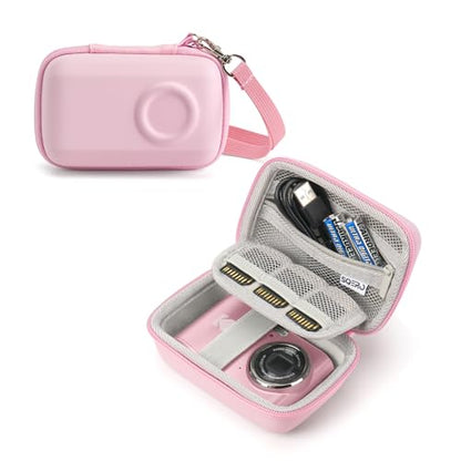 SQERO Digital Camera Case for KODAK PIXPRO FZ45 FZ55 & CAMKORY 1080P - Compact Travel Bag with 3 SD Card Slots,Small Lightweight Pouch, Cute Gifts for Adults Kids - color: pink