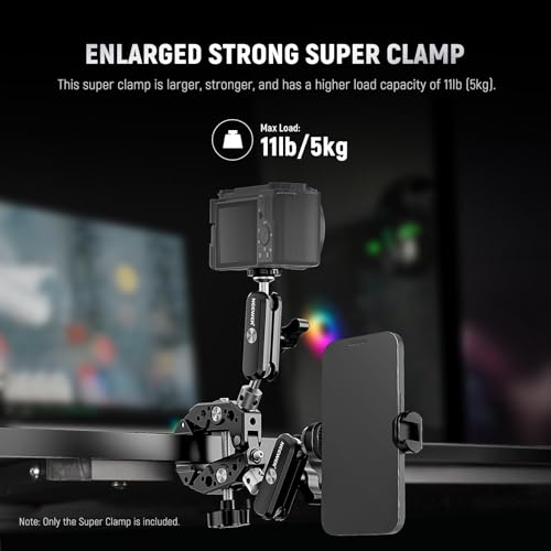 NEEWER Heavy Duty Super Clamp with Two 360° Dual Ball Head Magic Arms, 1/4" 3/8" Screw Threads, Phone & Action Camera Mount Adapter for Flat/Round Surface Compatible with GoPro DJI Insta360 DSLR - style: ST89
