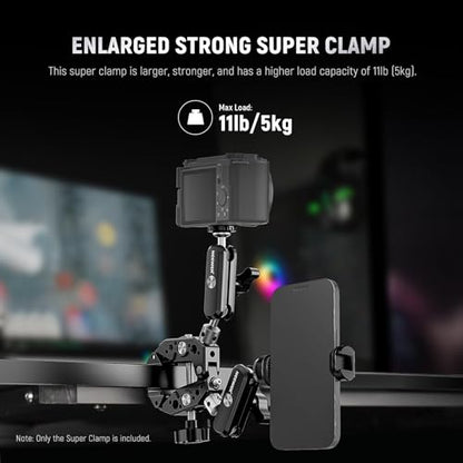 NEEWER Heavy Duty Super Clamp with Two 360° Dual Ball Head Magic Arms, 1/4" 3/8" Screw Threads, Phone & Action Camera Mount Adapter for Flat/Round Surface Compatible with GoPro DJI Insta360 DSLR - style: ST89