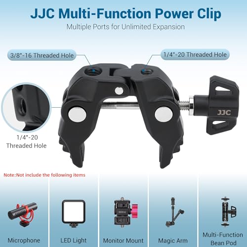 Universal Super Clamp Camera Mount, Adjustable Metal Heavy Duty Clamp with 1/4"-20 & 3/8"-16 Threads, 0.47-2.36'' Jaw Grip Desk Clamps for Magic Arm Light Stand Tube Bike Handlebar Stroller Tripod - size: Clamp Only