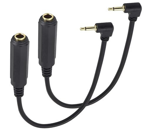 (2Pack 6.35mm 1/4" Mono to 90 Degree 3.5mm 1/8" TS Mono Connectors Cable Right Angle 3.5mm Mono Male to 6.35mm Female Plug Cable for Microphone to External Soundcard, etc.(30CM/12Inch) - color: 90 Degree 30CM/2Pack