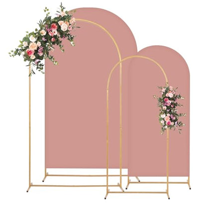Toolterritary Metal Arch Backdrop Stand and Cover Set, 7.2FT, 6FT Party Backdrop, Easy to Assemble, Backdrop Stand for Parties, Birthday, Baby Shower - color: Dusty Rose, size: 7.2ft, 6ft