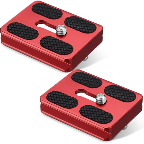 Frienda 2 Pieces Metal Quick Release Plate with 1/4''-20 Camera Screw Tripod Mount Plate Fits Standard for DSLR Camera Tripod Ball Head(Red,Pu50) - color: Red, style: PU50