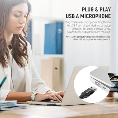 Neewer USB A Lapel Microphone, Plug & Play Mini Omnidirectional Clip On Lavalier Mic 2m Cable for USB 2.0 Mac Windows PC Laptop Computer YouTube Skype Podcast Gaming Vlog Video Conferencing, LM1 - style: 1 Pack w/USB A Plug