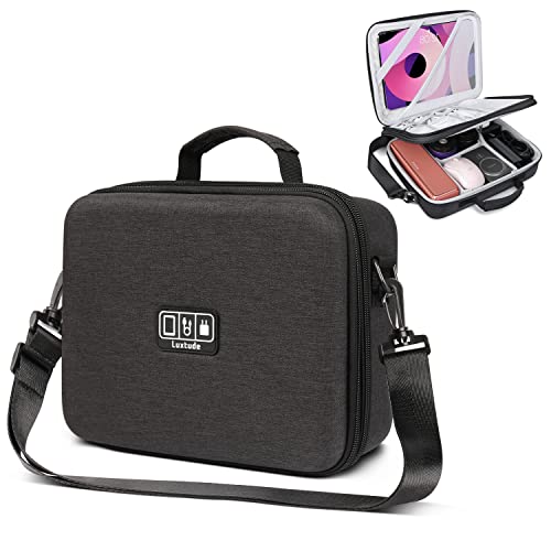 Luxtude Electronic Organizer Travel Case Large, Hard Case for Electronics with Shoulder Strap, Fits for iPad (Up to 11’’), Tech Gifts - color: Black-Large