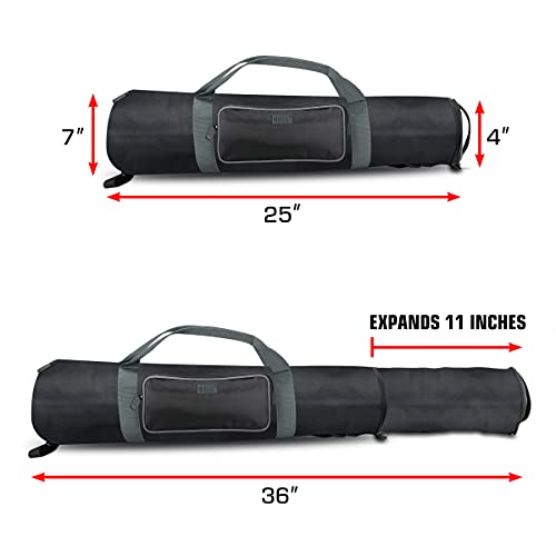 USA Gear Padded Tripod Case Bag - Holds Tripods from 21 to 35 inches - Adjustable Size Extension, Storage Pocket and Shoulder Strap for Professional Camera Accessories and Photo Carrying Needs
