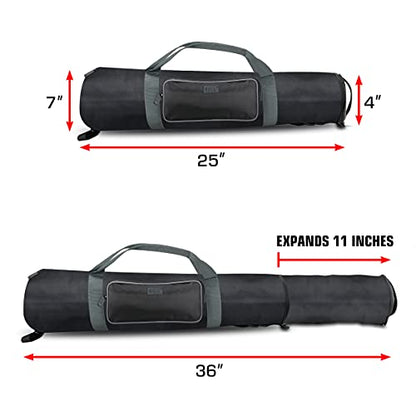 USA Gear Padded Tripod Case Bag - Holds Tripods from 21 to 35 inches - Adjustable Size Extension, Storage Pocket and Shoulder Strap for Professional Camera Accessories and Photo Carrying Needs