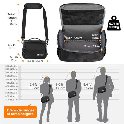 TARION Compact Camera Messenger Bag - 4L Small DSLR Crossbody Sling Case with Tripod Straps Waterproof Raincover for Street Photography - TSB-S - size: TSB-S (4 Liters)