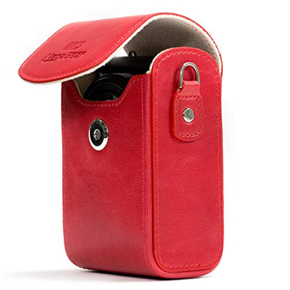 MegaGear Leather Camera Case with Strap Compatible with Canon PowerShot G7 X Mark III, G7 X Mark II, G7 X - MG1216, Red - color: Red