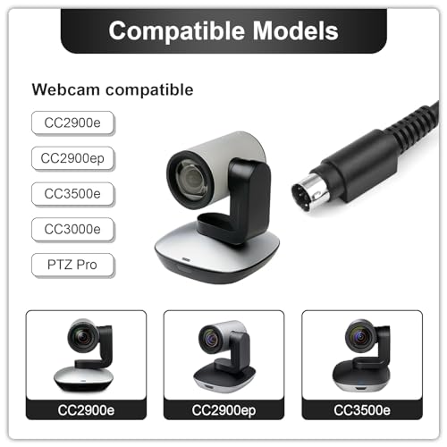 Replacement USB Webcam Power Cable Data Cord Compatible with Logitech PTZ Pro / CC2900e 2900ep CC3500e 3000e Webcam,9.5Ft