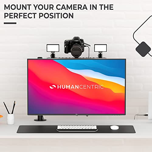HumanCentric DSLR Monitor Mount Large, Desk Camera Mounting, Light Webcam, Microphone Shelf for Monitor VESA Arm, Replace Clamp Tripods, 100x100mm Patterns, Aluminum, Hardware Included - size: Large Shelf