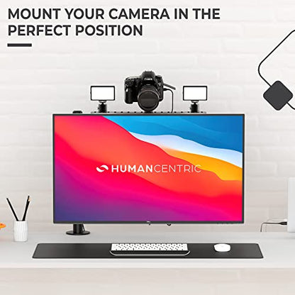 HumanCentric DSLR Monitor Mount Large, Desk Camera Mounting, Light Webcam, Microphone Shelf for Monitor VESA Arm, Replace Clamp Tripods, 100x100mm Patterns, Aluminum, Hardware Included - size: Large Shelf