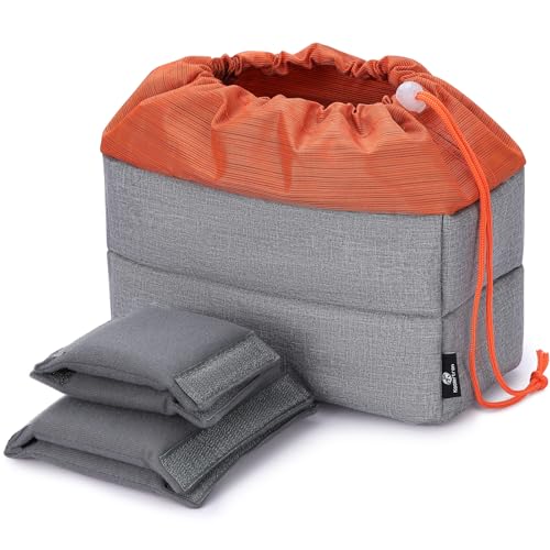Koolertron Waterproof DSLR Camera Bag with Removable Insert, Adjustable Compartments, Fits in Camera Bags - Protective Case for DSLR/SLR Cameras & Accessories - color: Gray+Orange
