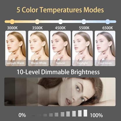 6" Ring Light Video Conference Kit, 5-Color 10-Brightness Clip-On Light with Stable Ring-Light Clamp & 5" Tripod, Desk/Zoom/TikTok, Makeup Light, Selfie Light - size: 6 inch