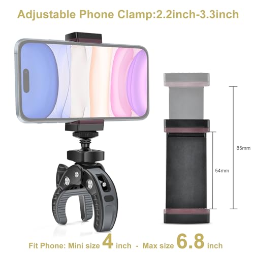 UTEBIT Camera Mount Clamp, 360° Ballhead with 1/4" Thread Holes, Black | Umbrella Clamp Motorcycle Camera Pole Mount Desk Holder, Super Clamp with Phone Tripod Mount for Gopro/DSLR/Stabilizer - color: Black