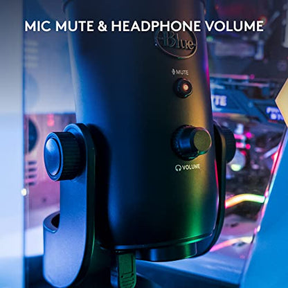 Logitech Creators Blue Yeti USB Microphone for PC, Mac, Gaming, Recording, Streaming, Podcasting, Studio and Computer Condenser Mic with Blue VO!CE effects, 4 Pickup Patterns, Plug and Play - Blackout | Blue Vo!ce Effects, 4 Pickup Patterns, Plug and Play