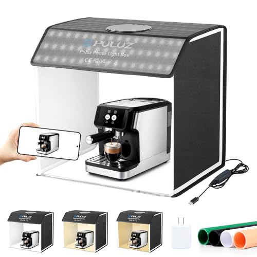 PULUZ Portable Light Box Photography, 16"x12"x16" Professional 3200-6500k Dimmable Photo Box with 320 LED Lights & 4 Color PVC Backdrops for Jewelry and Small Item Product Photography - size: 16*12 Inch
