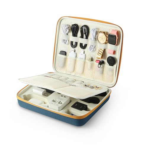 Electronics Organizer Case, Daily Tech Accessories Storage Bag for Charger, Cables, Power Bank, Lapel Mic,Watch, Passport, Travel Electronic Organizer Case for Travel Live Streaming Business Trip