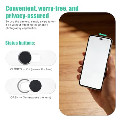 2pcs Cell Phone Front Camera Cover for Android Pixel Galaxy iPad, Centered Single Camera Slide Privacy Protection Web Cam Protector for Computer Laptop Ultra-Thin Webcam Cover (Black)