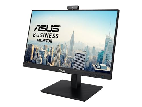 ASUS 24” 1080P Video Conferencing Monitor (BE24EQSK) - Full HD, IPS, Built-in Adjustable 2MP Webcam, AI Noise-canceling Mic, Speakers, Eye Care, DisplayPort, HDMI, Wall Mountable, Height Adjustable - style: Webcam Noise-cancel Height Adjust