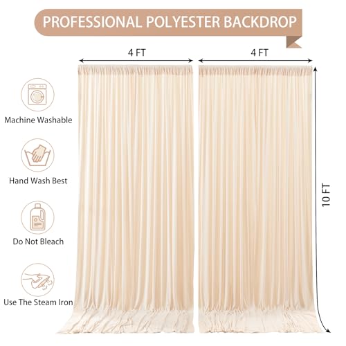 Deep Champagne Backdrop Curtain 2 Panels-Wrinkle-Free Curtains Polyester Photography Drapes for Baby Shower Birthday Party Photo Background Backdrop Stand- 8 X10FT (Champagne) - color: Champagne, size: W4' x H10'(2 panels)