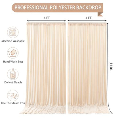 Deep Champagne Backdrop Curtain 2 Panels-Wrinkle-Free Curtains Polyester Photography Drapes for Baby Shower Birthday Party Photo Background Backdrop Stand- 8 X10FT (Champagne) - color: Champagne, size: W4' x H10'(2 panels)
