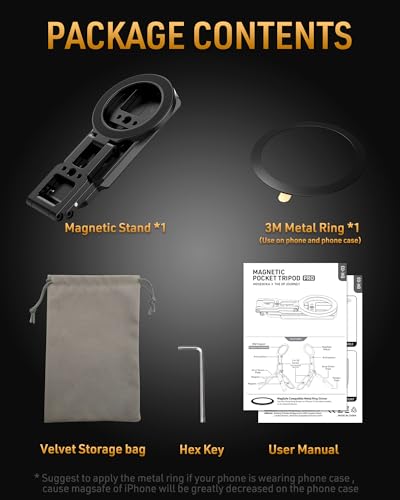 MOSENVKA Magnetic Phone Tripod for MagSafe with Dual Magnet Base | Foldable Pocket Stand for iPhone 17/16/15 Pro, Plus & Max. Travel, Gym and Recording US Patent Registered