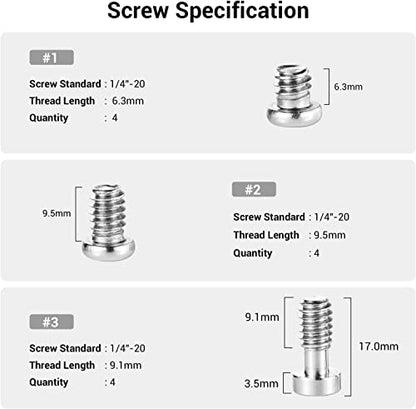 SMALLRIG Allen Wrench Screw 1/4" Screws Accessories Tool (12pcs/Pack) - 1713 - size: 12pcs 1/4" Screw 1713
