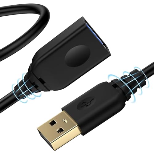 USB Extension Cable 6ft, USB 2.0 Extender Cord Type A Male to Female High Speed Data Transfer & Charging Cable for Webcam, Keyboard, Mouse, Flash/Hard Drives, PC, Hubs, Printer, Card Reader - Black