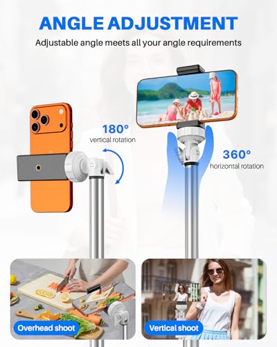 67" Phone Tripod, MIIASI Extendable Tripod for iPhone, Selfie Stick with Remote and Phone Holder, Compatible with iPhone/Android/Camera, Light Stand - color: Silver