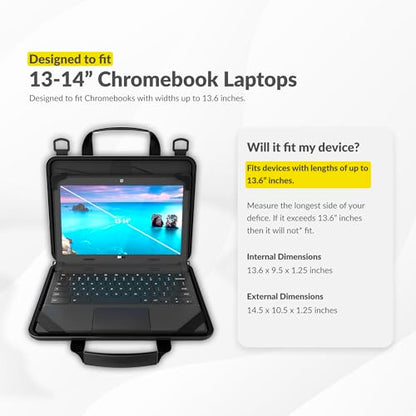 UZBL 13-14 Inch Always-on Chromebook Protective Hard Case with Accessory Pouch and Adjustable Shoulder Strap (20 Pack) - color: 20 Pack Black