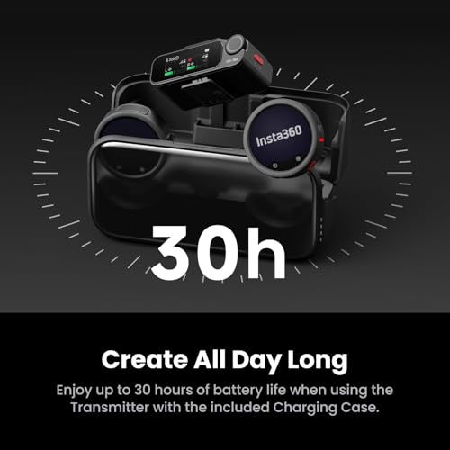 Insta360 Mic Pro (2 TX + 1 RX + Charging Case), Wireless Mini Lavalier Microphone for iPhone/Camera/Android, Video Recording, Vlogging, Bluetooth, Customizable E-Ink Display, 3-Mic Array, 30hrs Use