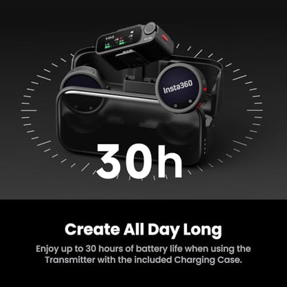 Insta360 Mic Pro (2 TX + 1 RX + Charging Case), Wireless Mini Lavalier Microphone for iPhone/Camera/Android, Video Recording, Vlogging, Bluetooth, Customizable E-Ink Display, 3-Mic Array, 30hrs Use
