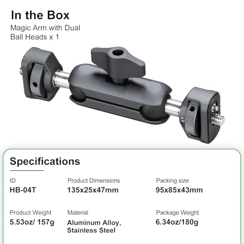 FANAUE Mini Articulating Arm Mount Camera Accessories Compatible with 1/4"-20 to 1/4"-20 Connectors (with Locating Pins) Aluminum-Built Arm Offers Flexibility Connectors