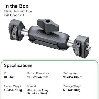 FANAUE Mini Articulating Arm Mount Camera Accessories Compatible with 1/4"-20 to 1/4"-20 Connectors (with Locating Pins) Aluminum-Built Arm Offers Flexibility Connectors