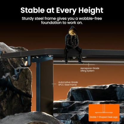 ErGear Height Adjustable Electric Standing Desk, 63 x 28 Inches Sit Stand up Desk, Memory Computer Home Office Desk, Carbon Fiber Black - color: Carbon Fiber Black, size: 63.0 X 27.6 Inches