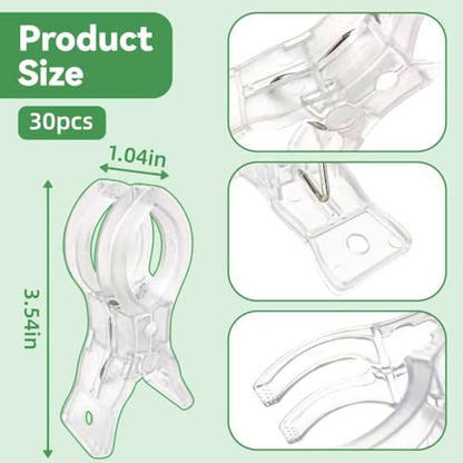 30 Pack Clear Balloon Arch Clips, 3.5" Plastic Transparent Clamps Heavy Duty Spring Clamps for Balloon Arch, Birthday Decoration Crafts Woodworking Photography Studios - style: 30 PCS