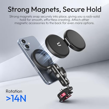 ULANZI MA56 4-in-1 Aluminum Magnetic Phone Tripod Mount for iPhone 17-12 Series, Camera Phone Mount with Arca Swiss Plate&1/4 Screw Mount, Phone Mount for iPhone/Camera Monitoring/Tripods/Stabilizers