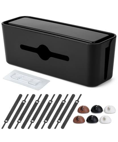 Bates- Cable Management Box, Small, Cable Organizer Box, Cord Organizer Box, Cable Box Organizer, Cord Management Box, Cord Hider Box, Cord Box for Wires on Floor, Power Strip Cover Box Baby Proof