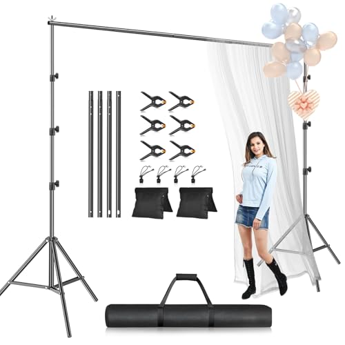EMART Photo Backdrop Stand kit, 9 x 10 ft Back Drop Adjustable Frame for Photography, Photoshoot Banner Background Support Holder for Parties Dectoration - size: 9x10ft