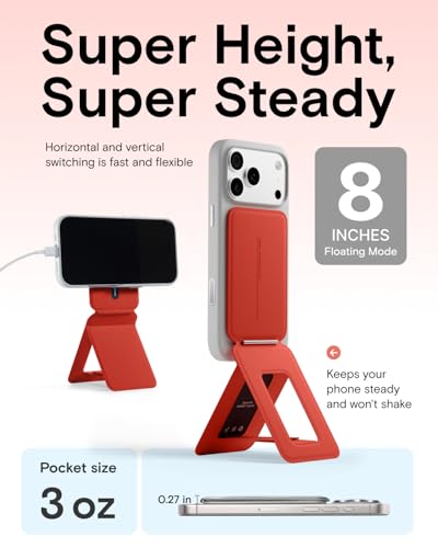 MOFT Phone Stand, Magnetic Phone Tripod Stand Stain-Resistant MOVAS Leather & Angle Adjustment & Strong Magnets Tripod for iPhone 17/16/15/14/13/12 (Included Metal Ring)-Sunset - color: Sunset, size: Without Card Slot