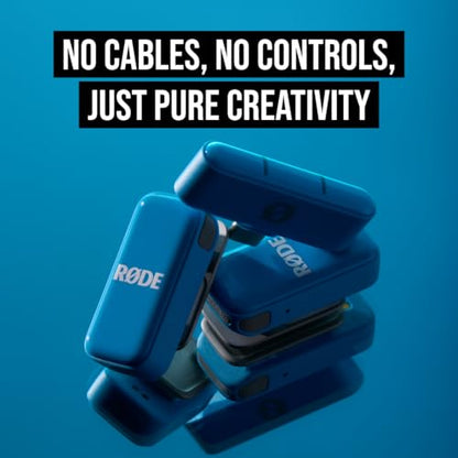 RØDE Wireless Micro - Compact Wireless Microphone, Two Mics with Charge Case for Smartphone Content Creation - USB-C, Blue | Two Ultra-Compact Clip-on Transmitters, USB-C Receiver, Charging Case, Magnetic Mounts and Furry Windscreens - color: USB-C Blue